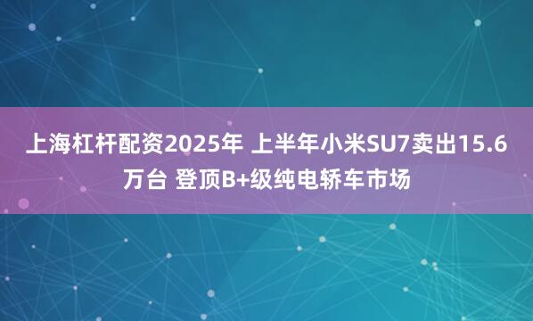 上海杠杆配资2025年 上半年小米SU7卖出15.6万台 登顶B+级纯电轿车市场